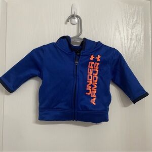 Under Armour Kids Royal Blue Hoodie with Orange Logo Full Zip Size 0-3 Months